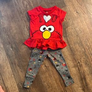 Girls 2T Elmo Sesame Street top and pants